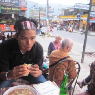 Munching Sandwich in Pokhara
